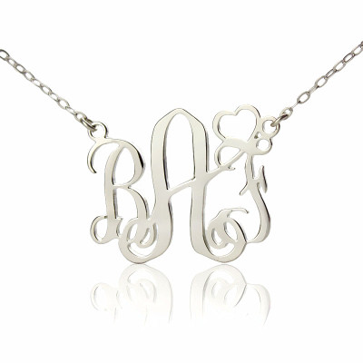 Personalised Initial Monogram Necklace 18CT White Gold With Heart