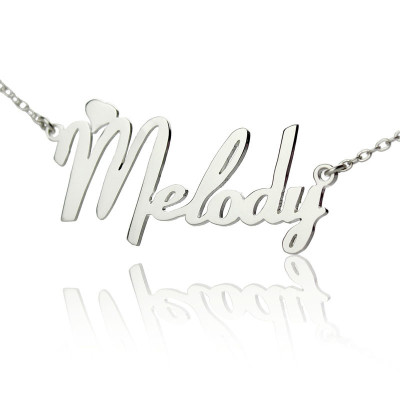 Personalised 18CT White Gold Fiolex Girls Fonts Heart Name Necklace