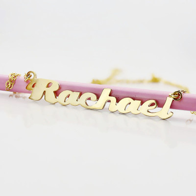 Personalised 18CT Solid Gold Puff Font Name Necklace