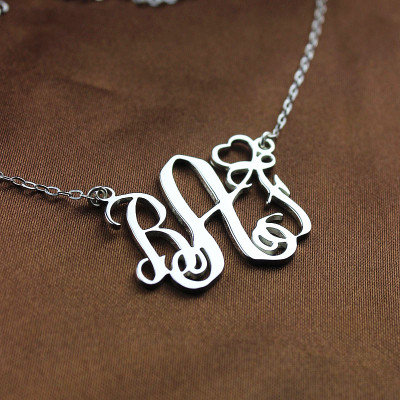 Personalised Initial Monogram Necklace 18CT White Gold With Heart