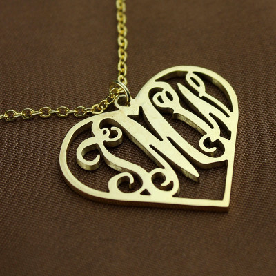 18CT Gold Initial Monogram Personalised Heart Necklace