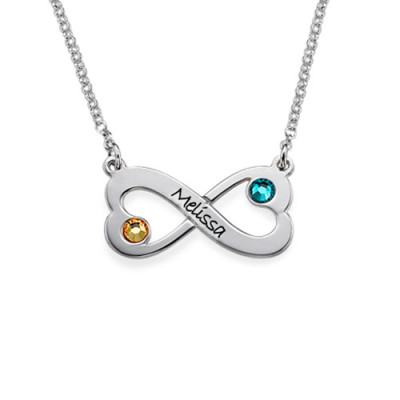 Solid Gold Infinity Heart Necklace with Engraving