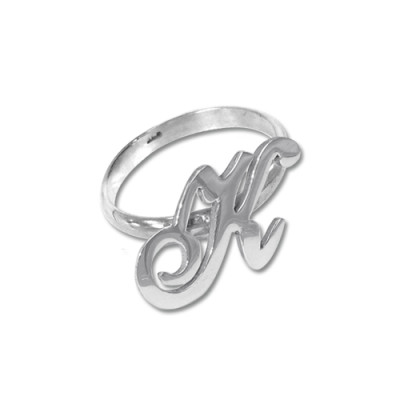 White Gold Initial Ring