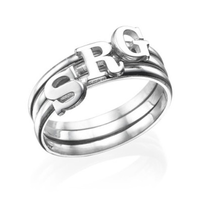 Initial Solid White Gold Ring