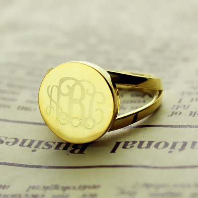 18CT Gold Circle Monogram Signet Ring