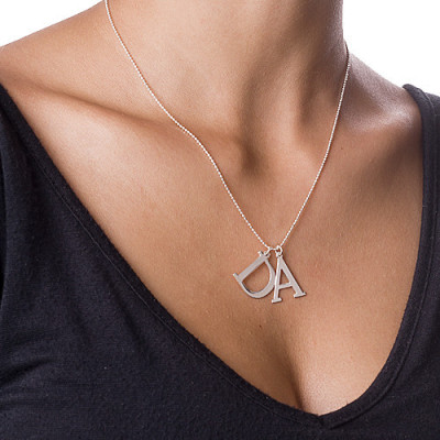 White Gold Initials Necklace