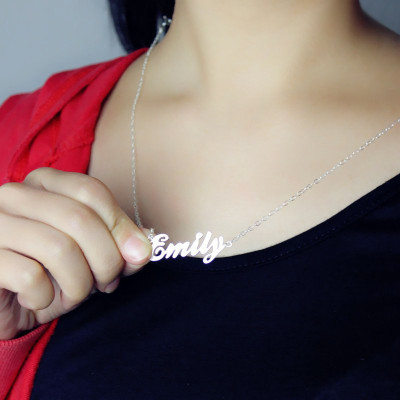 Solid White Gold Custom Cursive Name Necklace