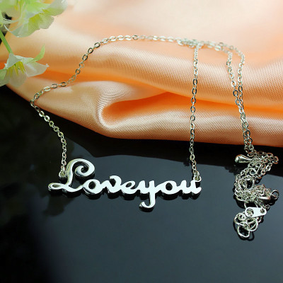 Personalised 18CT White Gold Cursive Name Necklace