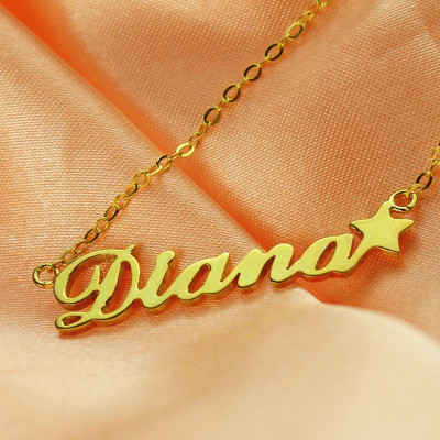Solid Gold Custom Your Own Name Necklace "Carrie"