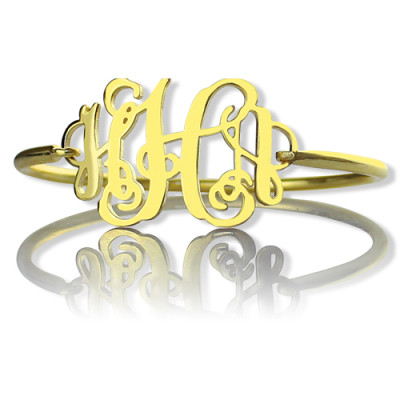 18CT Gold Monogram Initial Bracelet 1.25 Inch