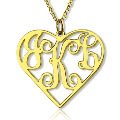 18CT Yellow Gold Initial Monogram Personalised Heart Necklace-Single Hook