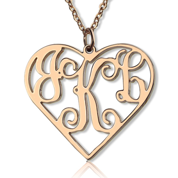 Solid Rose Gold 18CT Initial Monogram Personalised Heart Necklace