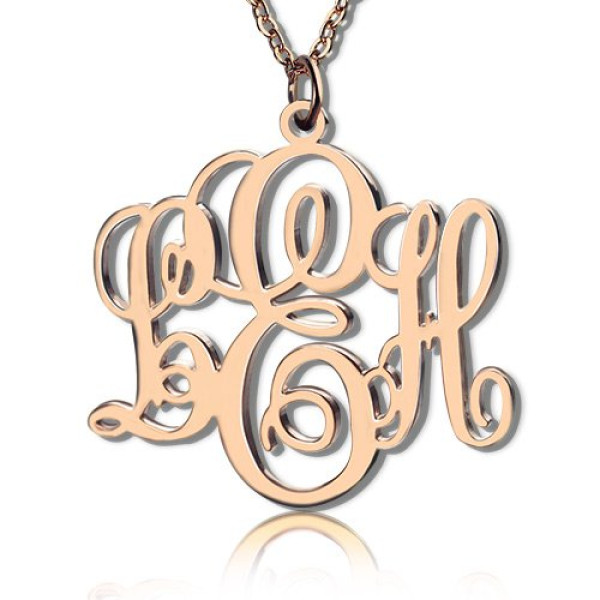 Personalised Vine Font Initial Monogram Necklace 18CT Rose Gold
