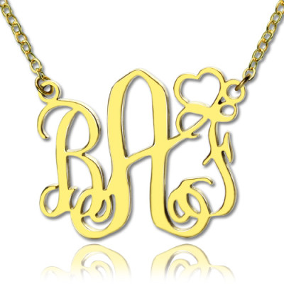 Personalised Initial Monogram Necklace With Heart - 18CT Gold