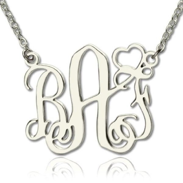 Solid Gold Initial Monogram Name Necklace With Heart Srerling