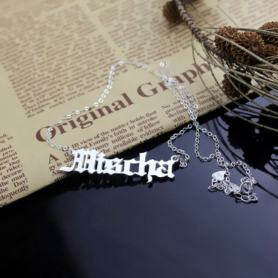 Solid Gold Old English Name Necklace