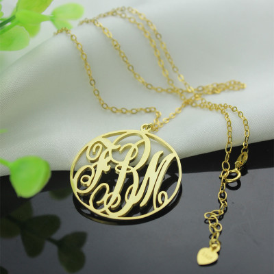 18CT Gold Circle Initial Monogram Necklace