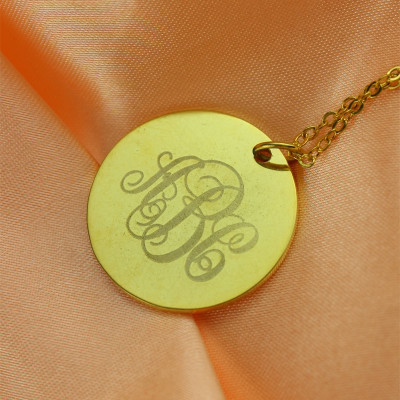 Disc Script Monogram Necklace - 18CT Gold