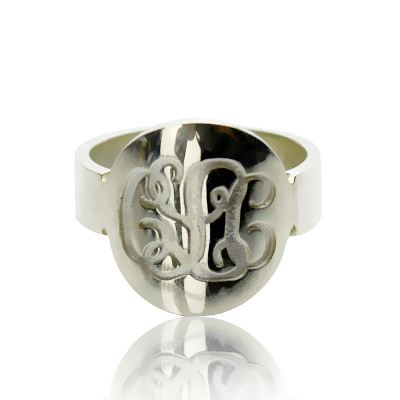Make Your Own Monogram Itnitial Solid White Gold Ring