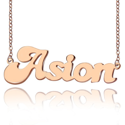 Personalised 18CT Rose Gold BANANA Font Style Name Necklace