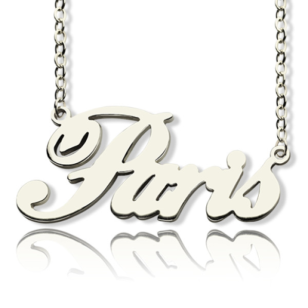 Paris Hilton Style Name Necklace 18CT Solid White Gold