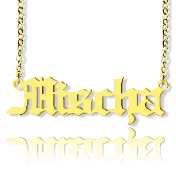 Mischa Barton Old English Font Name Necklace - 18CT Gold