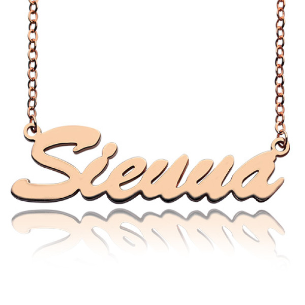 18CT Rose Gold Sienna Style Name Necklace