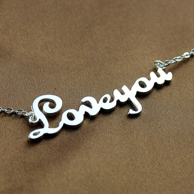Personalised 18CT White Gold Cursive Name Necklace