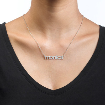Solid Gold Nameplate Necklace in Lowercase Font