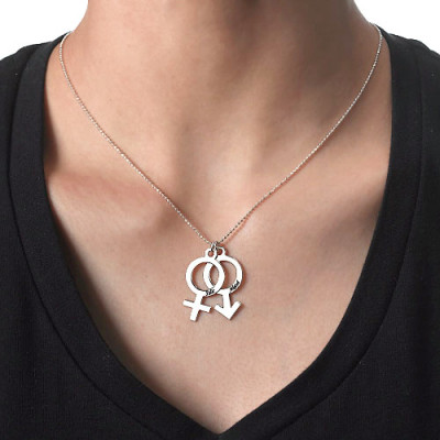 Solid Gold Necklace with Female Male Symbol