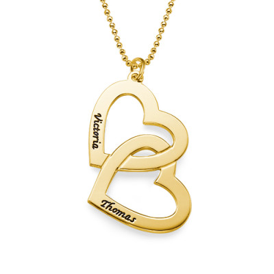 18CT Personalised Gold Heart in Heart Necklace