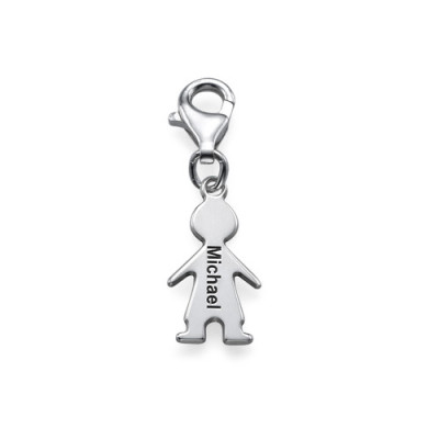 Solid White Gold Boy Pendant on Lobster Clasp