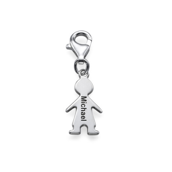 Solid White Gold Boy Pendant on Lobster Clasp
