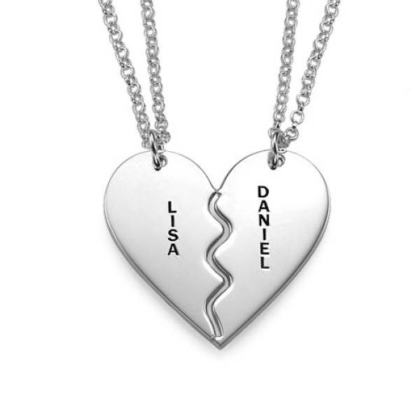 Solid White Gold Breakable Heart Name Necklace s