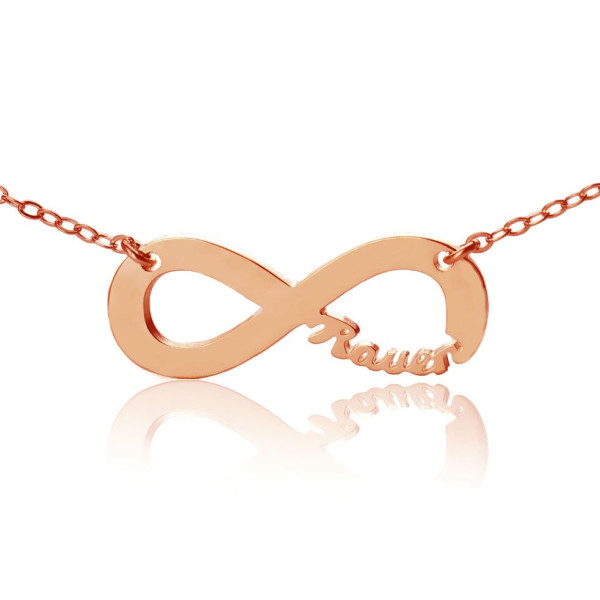Rose Gold Infinity Necklace Cut Out Name