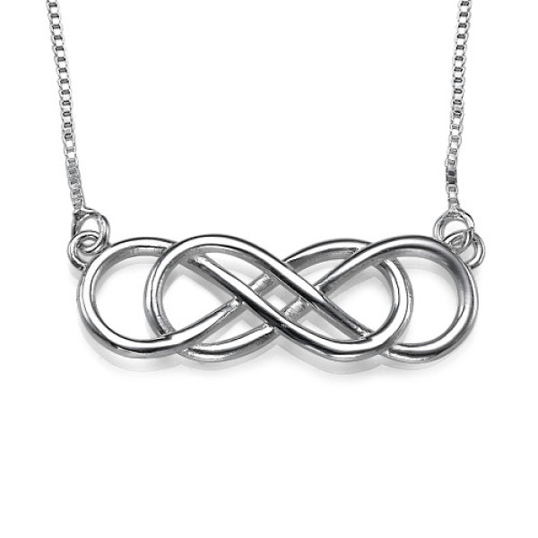 Solid White Gold Double Infinity Name Necklace