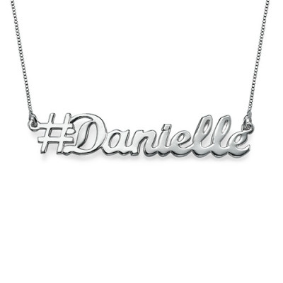 Solid Gold Hashtag Name Necklace