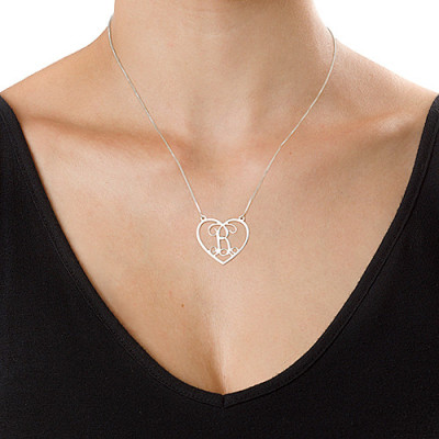 Solid Gold Heart Initials Name Necklace