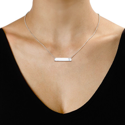 Solid Gold Horizontal Initial Bar Name Necklace