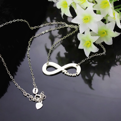 18CT White Gold Infinity Name Necklace