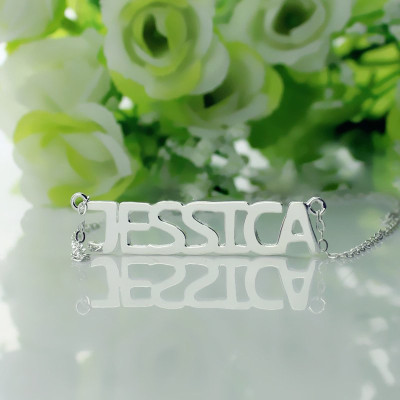 Solid Gold Block Letter Name Name Necklace - jessica