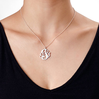 Solid Gold Swirly Initial Name Necklace