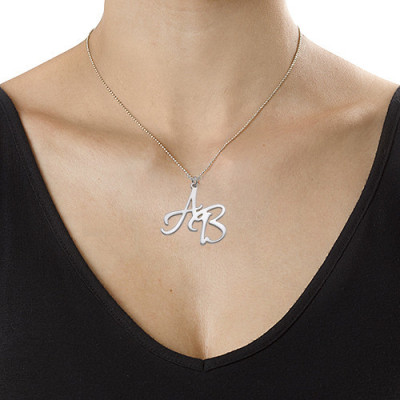 Solid Gold Two Initial Necklace