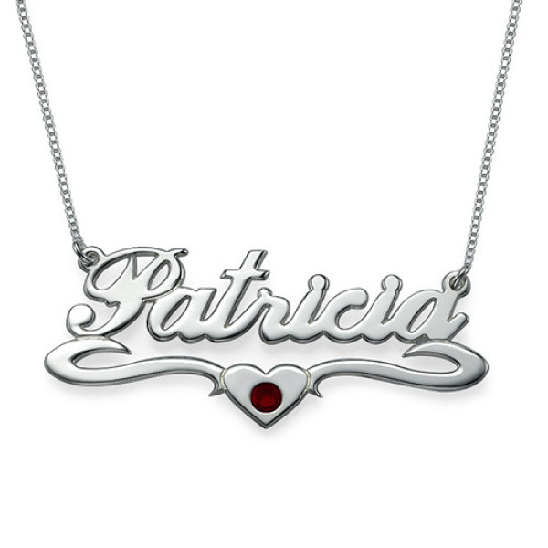 18CT White Gold Middle Heart Name Necklace