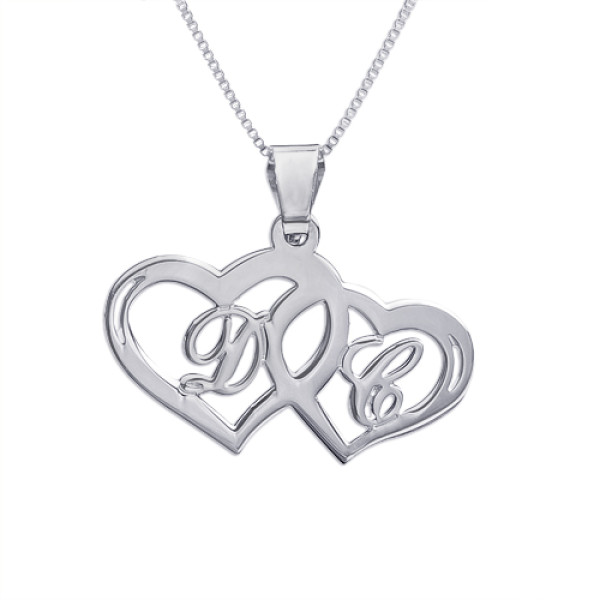Solid White Gold Couples Hearts Pendant