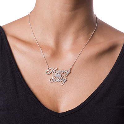 Solid Gold Two Names Heart Love Name Necklace