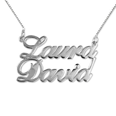 Solid Gold Two Name Pendant Name Necklace