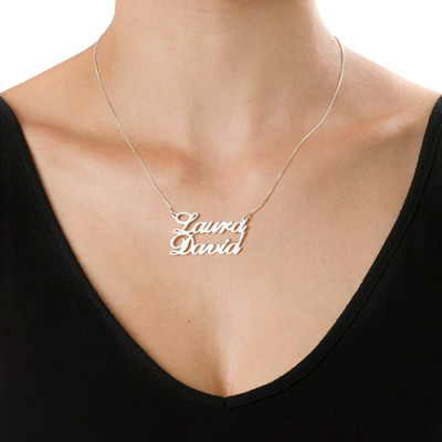 Solid Gold Two Name Pendant Name Necklace