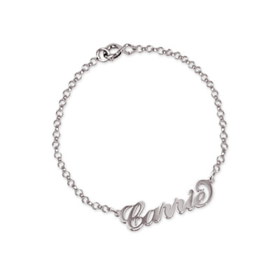 18CT White Gold Classic Carrie Name Necklace