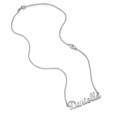 18CT White Gold Charm Name Necklace